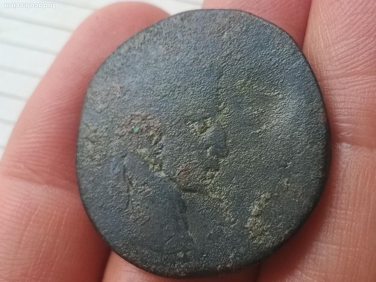 Monedas Imperio romano: Emerita Augusta, Augusto, gran m&oacute;dulo. M&eacute;rida. Dupondio