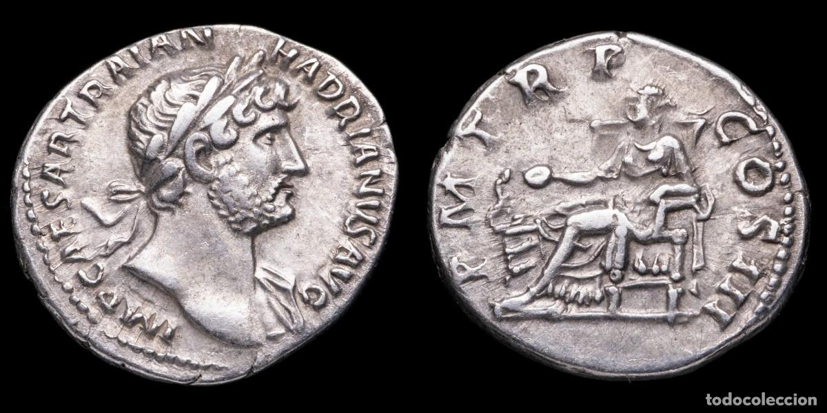 Monedas Imperio romano: Hadrian Denarius - P M TR P COS III - 19 mm / 3,27 gr.