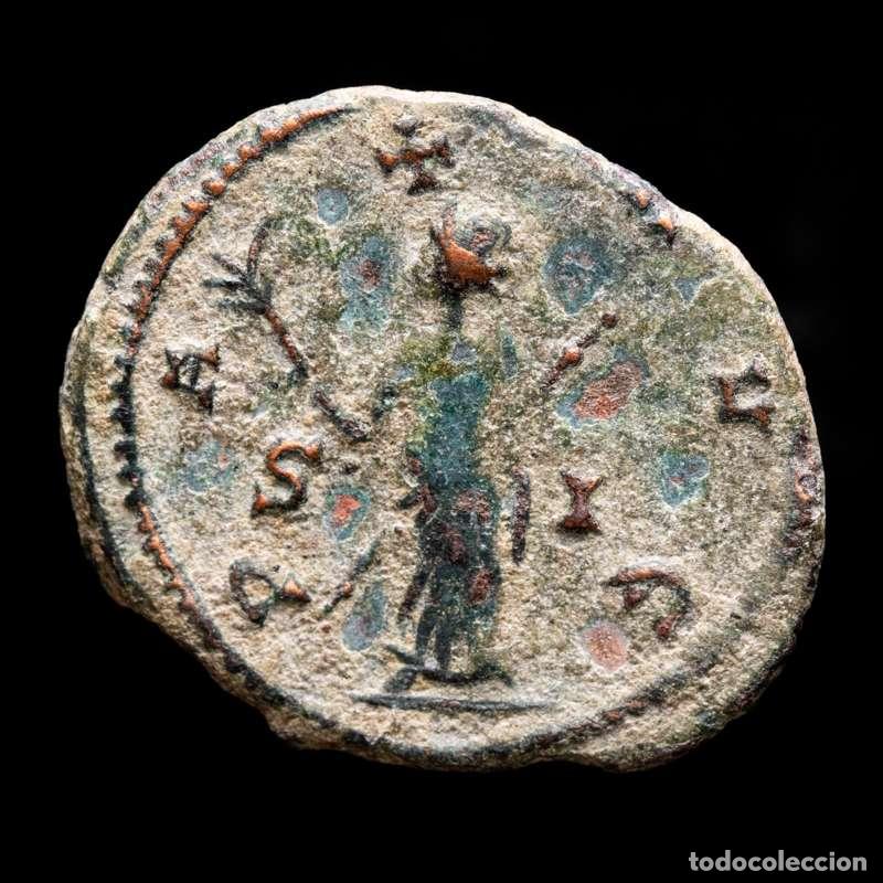 Monedas Imperio romano: Galieno (253-68 d.C.) &AElig; antoniniano, Siscia. PAX AGV S-I La Paz