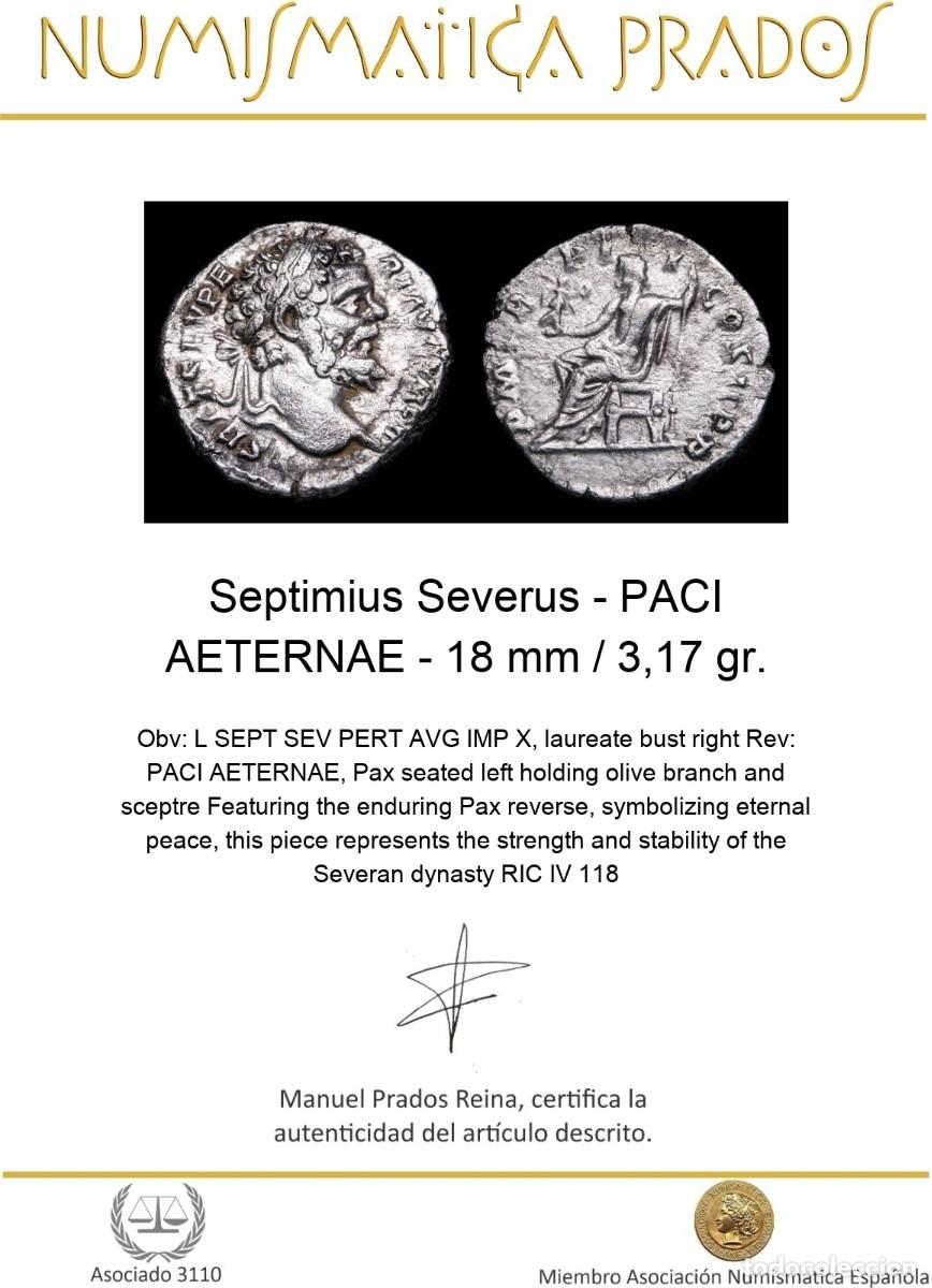 Monedas Imperio romano: Septimius Severus - PACI AETERNAE - 18 mm / 3,17 gr. - Foto 2