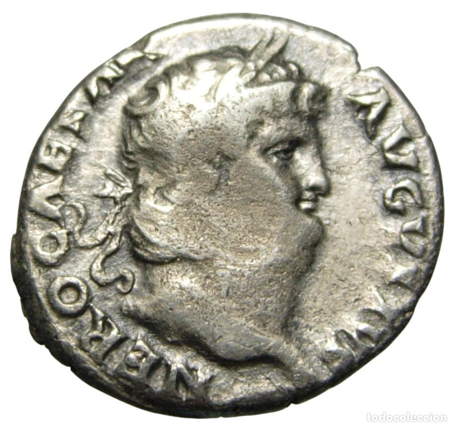 Monedas Imperio romano: Ner&oacute;n AR Denario (65-66 dC) Salus - Foto 1