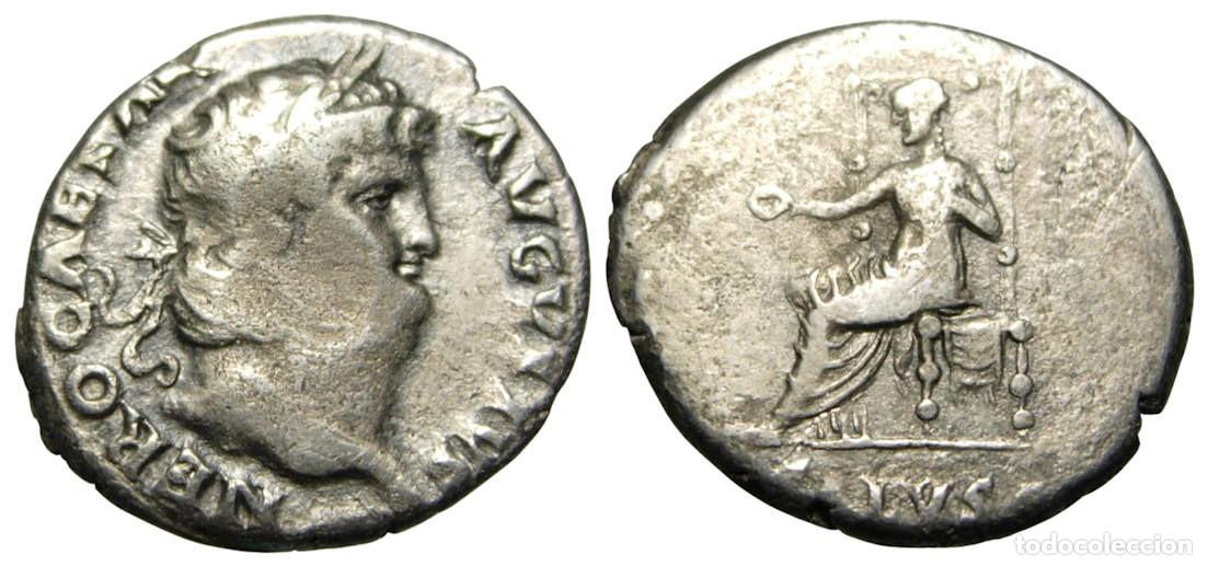 Monedas Imperio romano: Ner&oacute;n AR Denario (65-66 dC) Salus - Foto 3