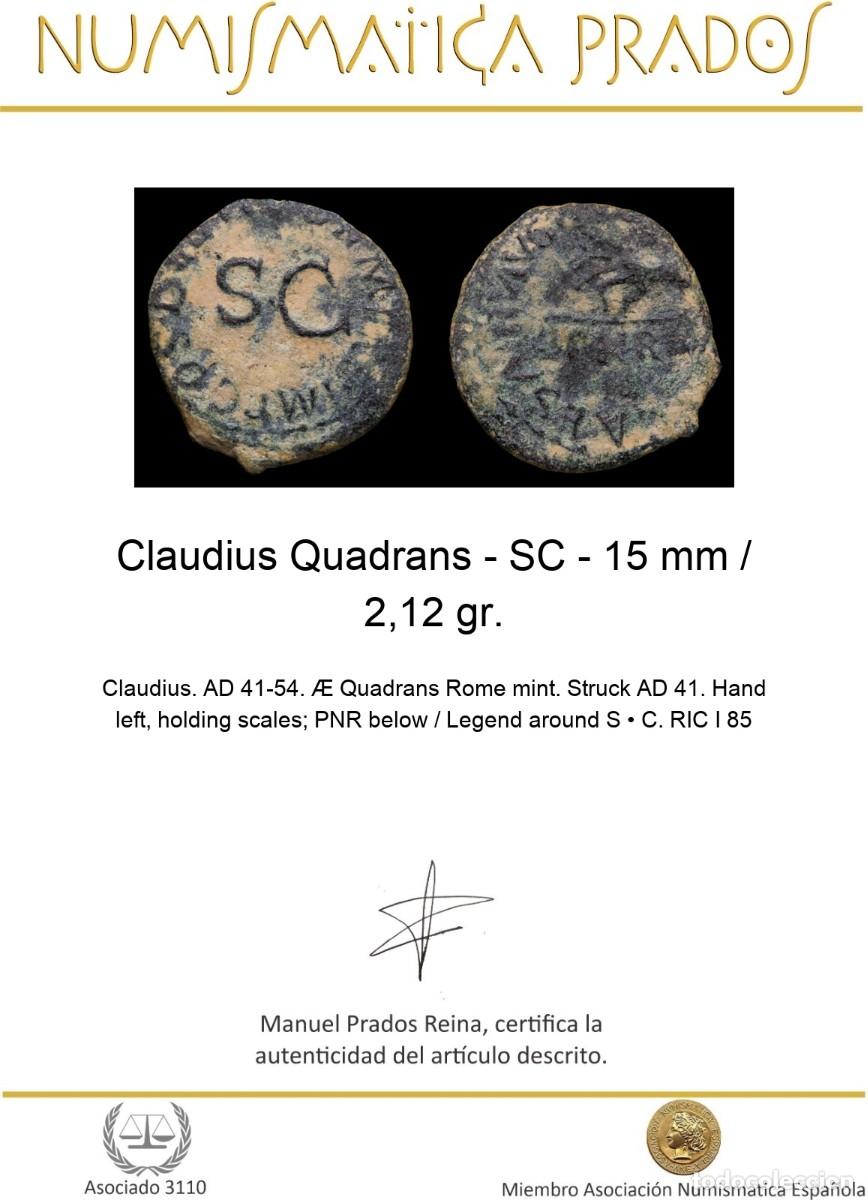 Monedas Imperio romano: Claudius Quadrans - SC - 15 mm / 2,12 gr. - Foto 2