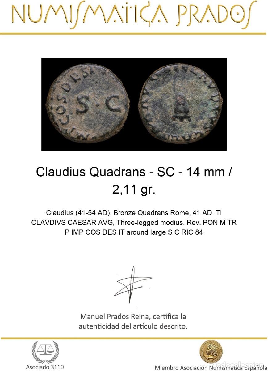 Monedas Imperio romano: Claudius Quadrans - SC - 14 mm / 2,11 gr. - Foto 2
