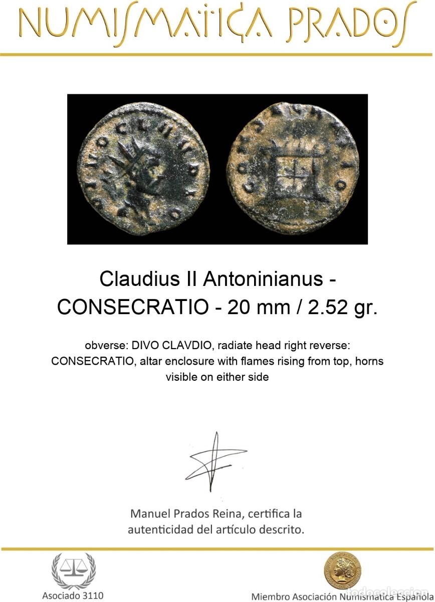 Monedas Imperio romano: Claudius II Antoninianus - CONSECRATIO - 20 mm / 2.52 gr. - Foto 2