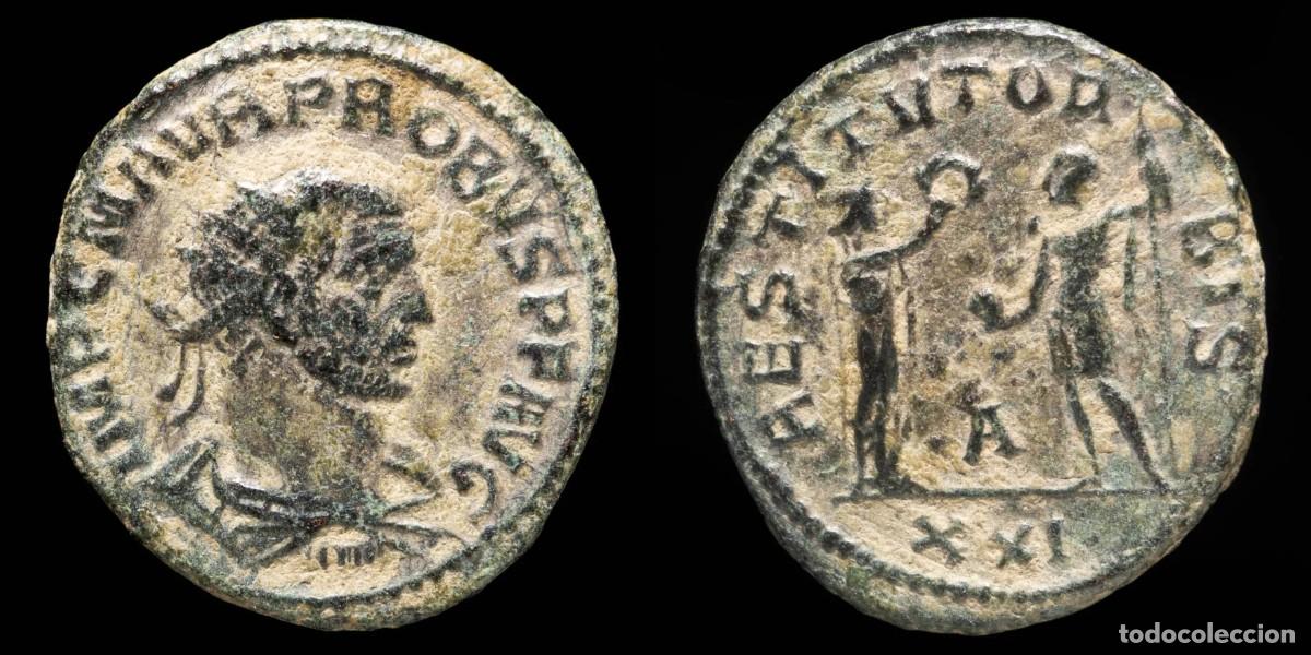 Monedas Imperio romano: Probus Antoninianus - RESTITVT ORBIS, Atiochia - 21 mm / 3.77 gr.