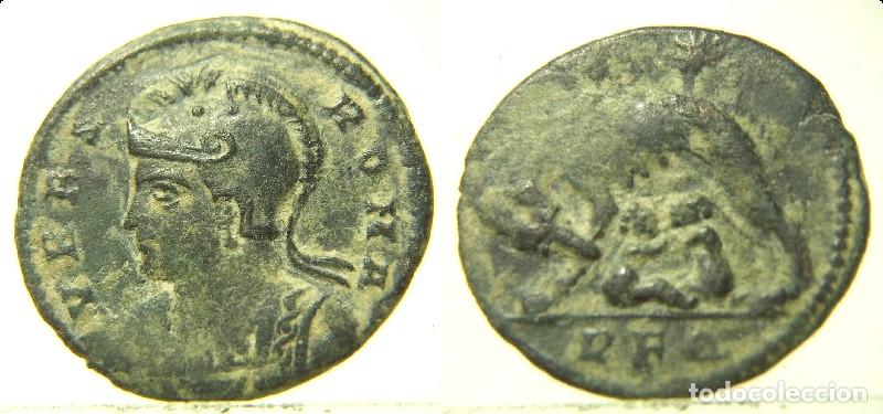 Monedas Imperio romano: Preciosa moneda de URBS ROMA ceca RFQ Roma ,pesa 1,90 gr.