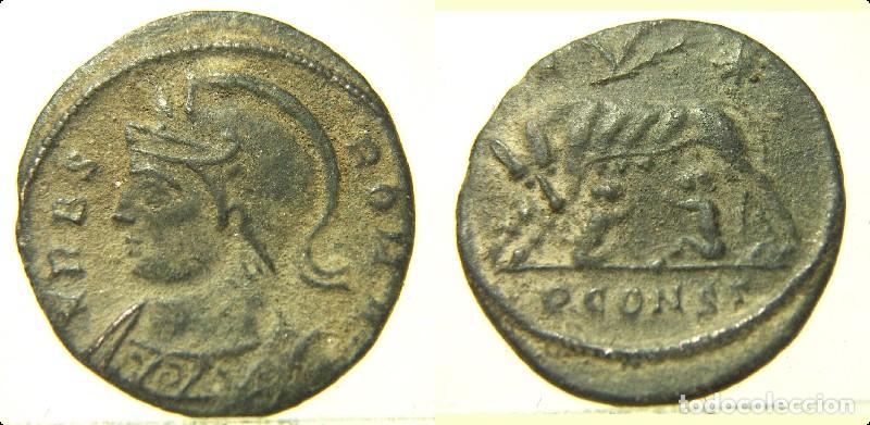 Monedas Imperio romano: Preciosa moneda de URBS ROMA ceca PCONST primera de Arles ,pesa 2,40 gr.