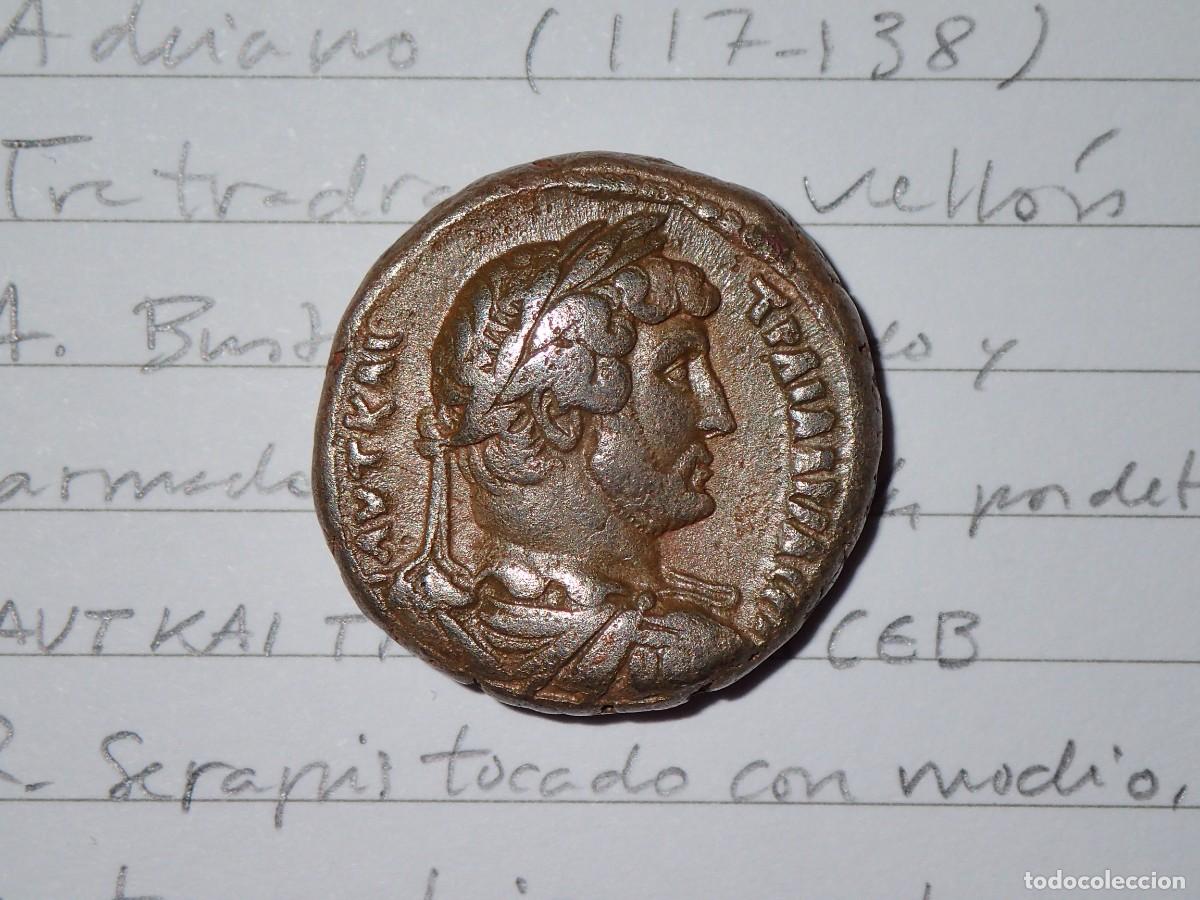 Monedas Imperio romano: TETRADRACMA DE VELL&Oacute;N ADRIANO ALEJANDR&Iacute;A SERAPIS 131-132 Billon Tetradrachm Hadrian.