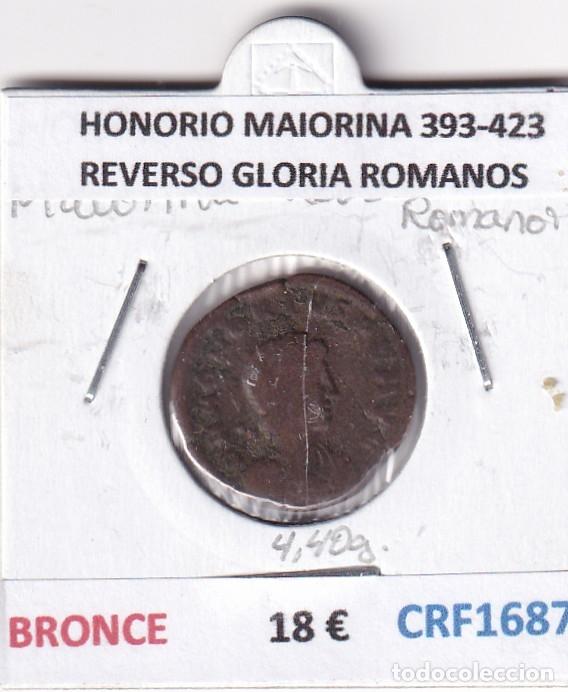 Monedas Imperio romano: CRF1687 MONEDA ROMANA HONORIO MAIORINA 393-423 BRONCE REVERSO GLORIA ROMANOS