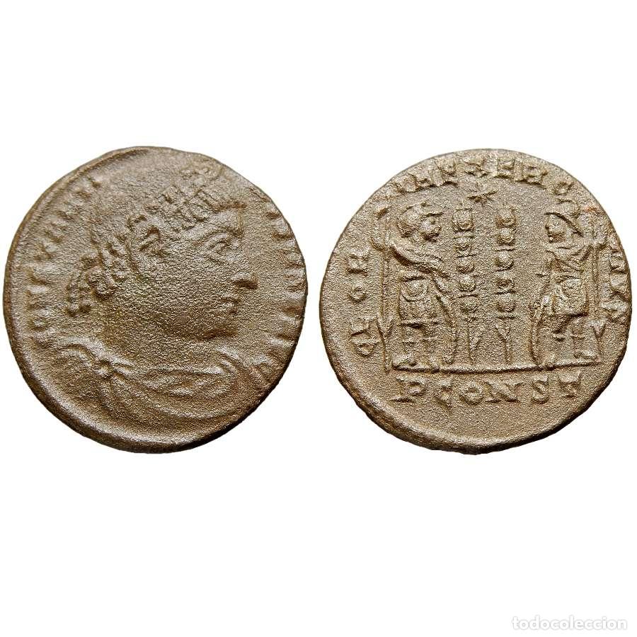 Monedas Imperio romano: Constantino I 307-337 d.C. Follis GLORIA EXERCITVS-✯//PCONST. 1006-M