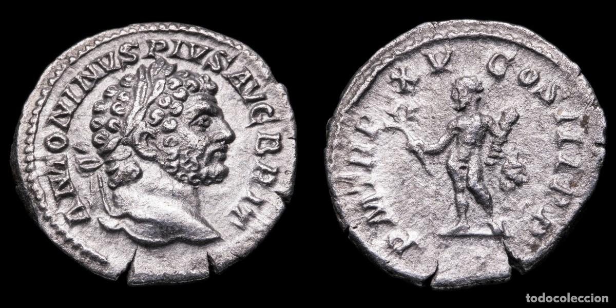 Monedas Imperio romano: Caracalla Denarius - PM TR P XV COS III PP - 18 mm / 2,67 gr.