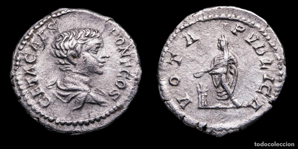 Monedas Imperio romano: Geta Denarius - VOTA PVBLICA - 18 mm / 2,21 gr.
