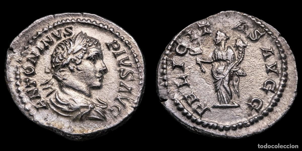 Monedas Imperio romano: Caracalla Denarius - FELICITAS AVGG - 19 mm / 3,04 gr.