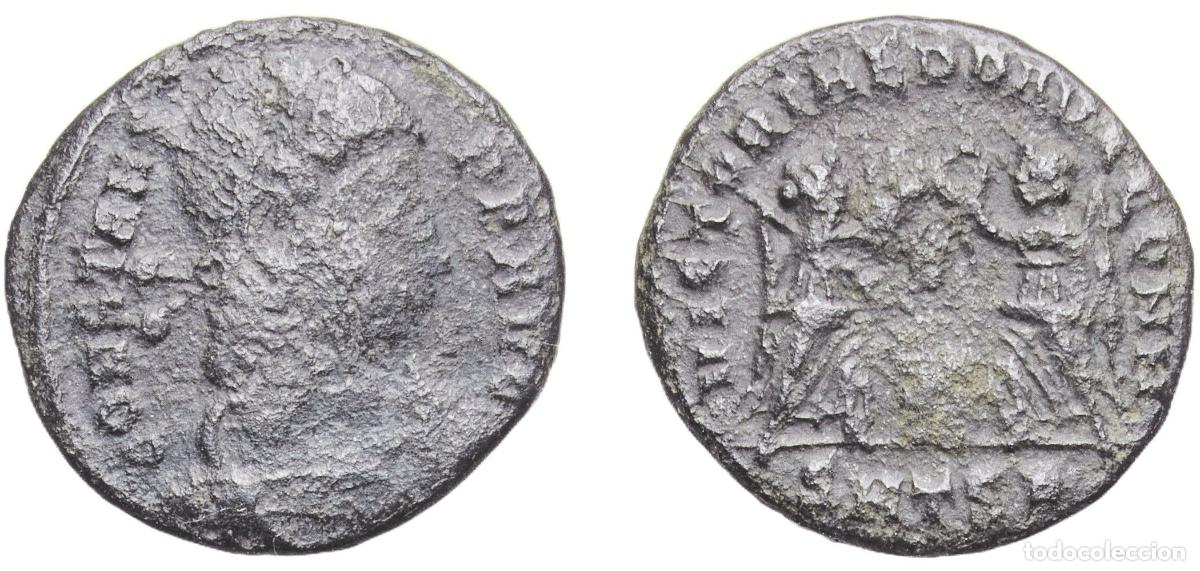 Monedas Imperio romano: Rome Roman Empire 347 - 348 AE Nummus - Constans I (VICTORIAE DD AVGG Q NN) Bronze Thessalonica Min