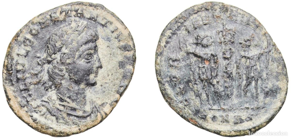 Monedas Imperio romano: Rome Roman Empire 336 - 337 CONS AE Nummus - Constantinus I (GLORIA EXERCITVS) Bronze Constantinopo