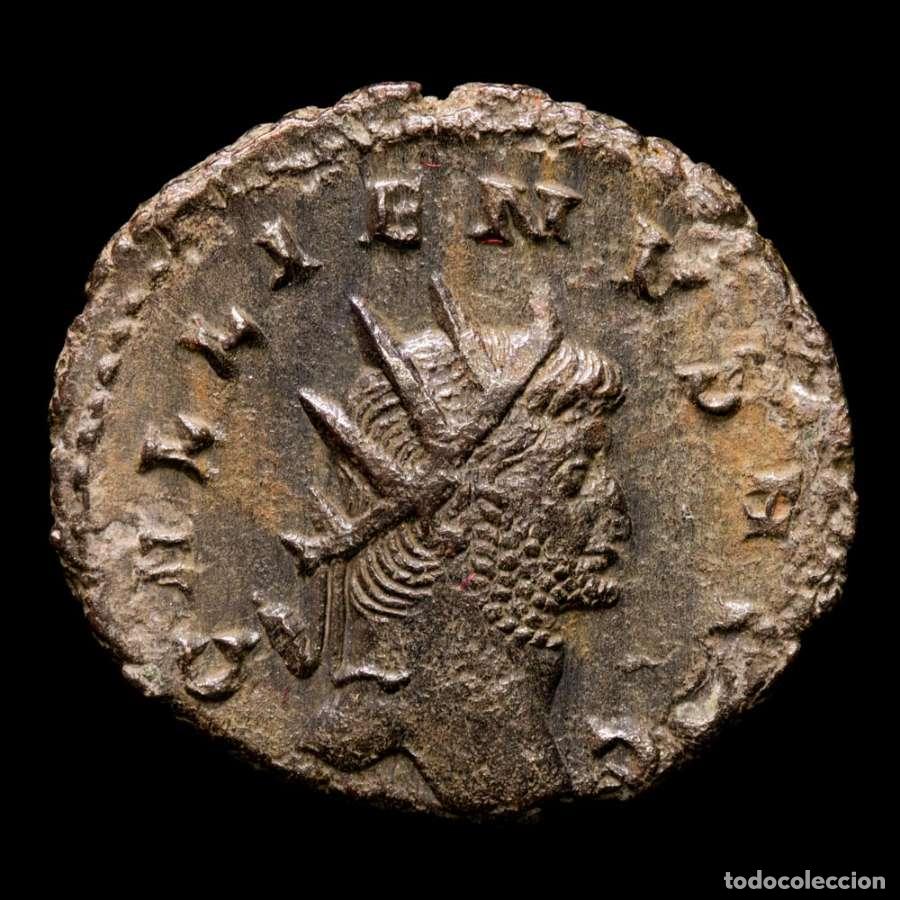 Monedas Imperio romano: Galieno, antoniniano de bronce, Roma. FIDES MILITVM/N. (295)