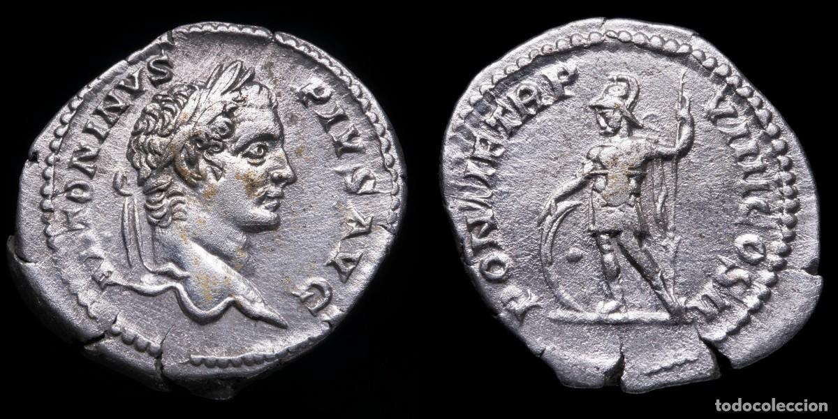 Monedas Imperio romano: Caracalla Denarius - PONTIF TR P VIIII COS II - 19 mm / 3,43 gr.