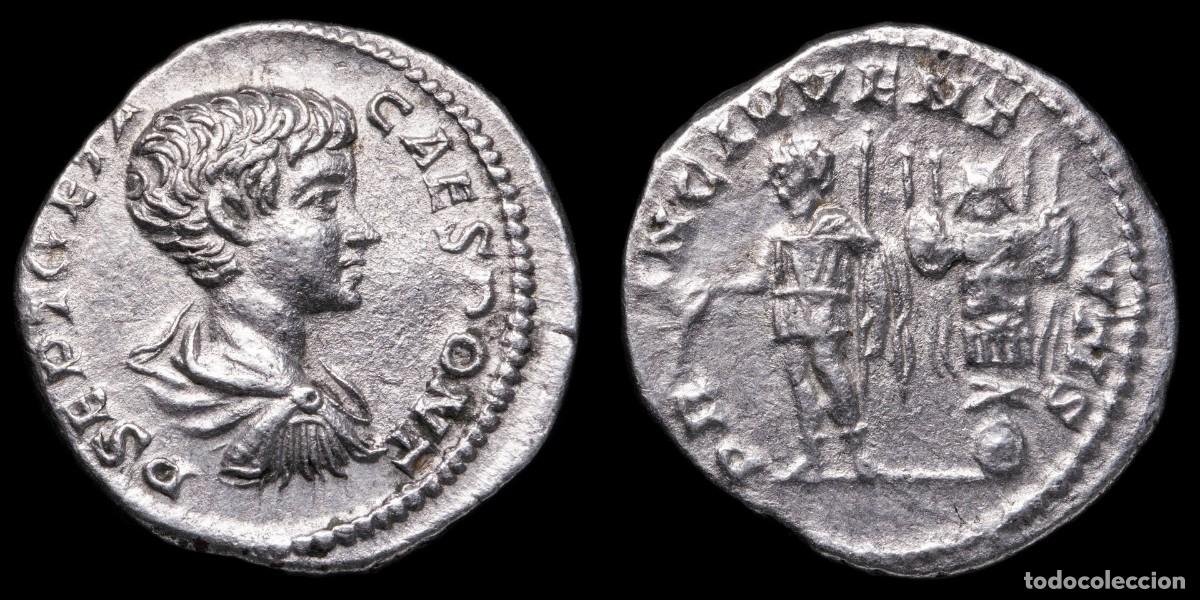 Monedas Imperio romano: Geta Denarius - PRINC IVVENTVS - 18 mm / 3,39 gr.