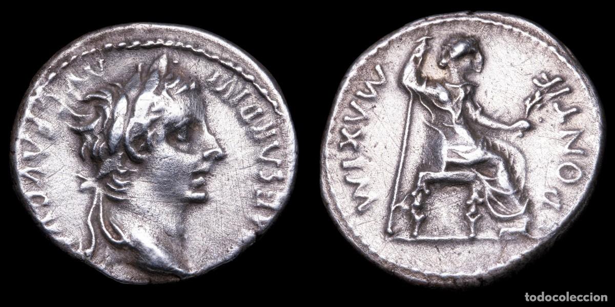 Monedas Imperio romano: Tiberius Denarius - PONTIF MAXIM, Lugdunum - 18 mm / 3,70 gr