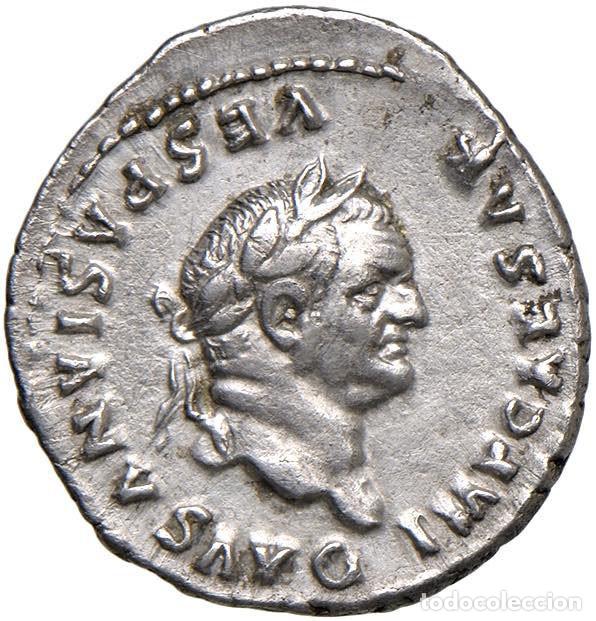 Monedas Imperio romano: SC. Roma-Vespasiano. Denario 75 d.C. Roma. EBC-/XF-. Plata 3,23 g.