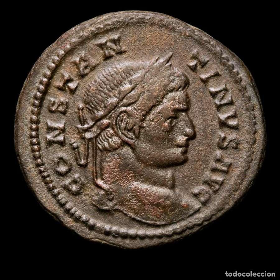 Monedas Imperio romano: Constantino I - &AElig; Follis. Lugdunum. BEATA TRANQVILLITAS C-R PLG