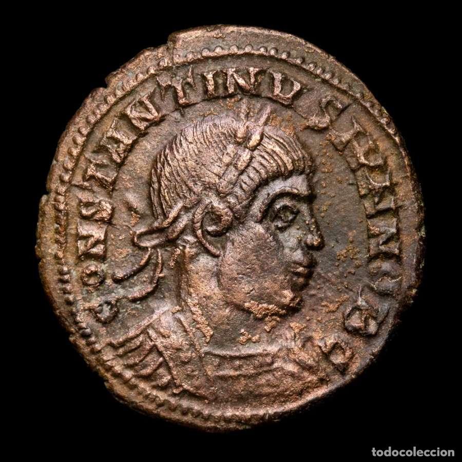 Monedas Imperio romano: Constantino II - Follis de Lugdunum PROVIDENTIAE CAESS / PLG raro