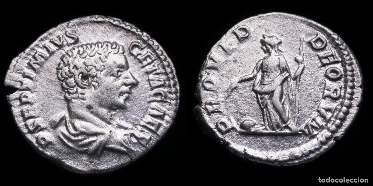Monedas Imperio romano: Geta Denarius - PROVID DEORVM - 20 mm / 3,41gr.