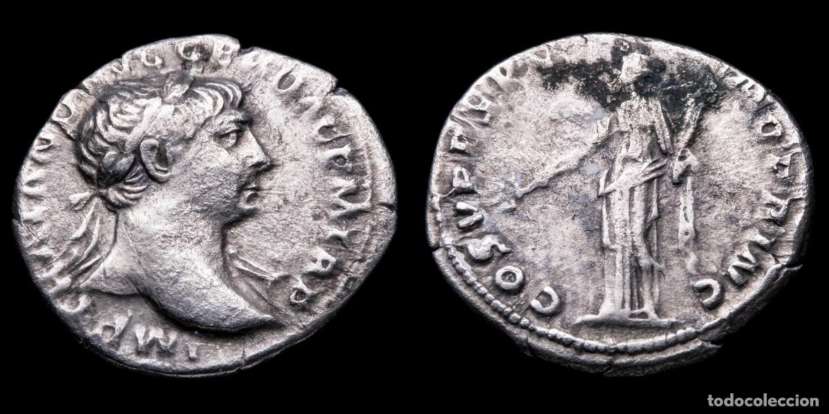 Monedas Imperio romano: Trajan Denarius - COS V P P SPQR OPTIMO PRINC - 19 mm / 2,77 gr.