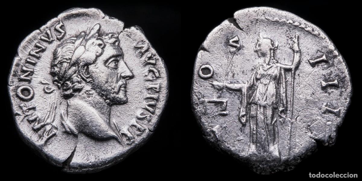 Monedas Imperio romano: Antoninus Pius Denarius - COS IIII - 19 mm / 3,01 gr.