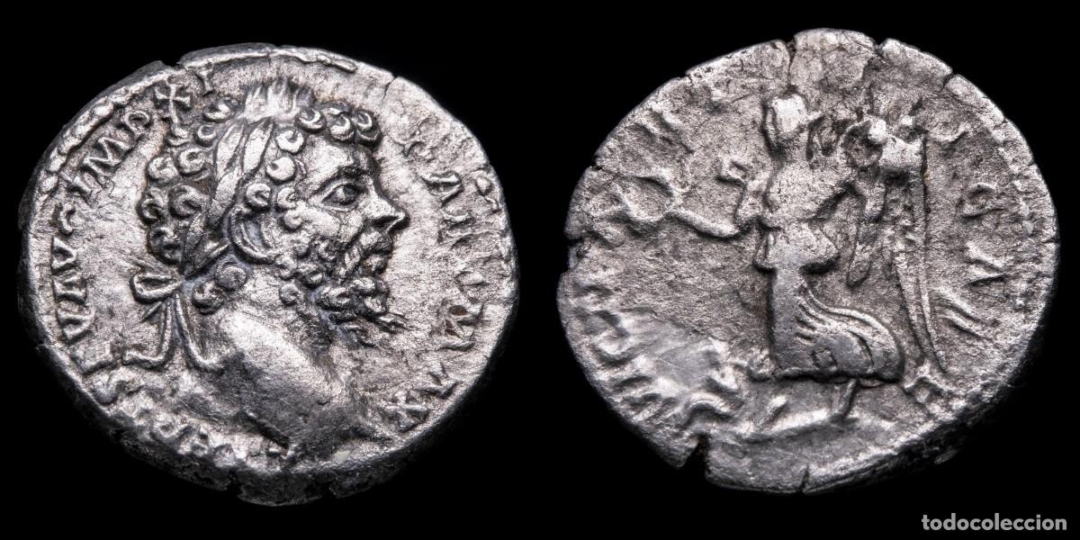 Monedas Imperio romano: Septimius Severus Denarius - VICT PARTICAE, Laodicea ad Mare - 18 mm / 2,68 gr.