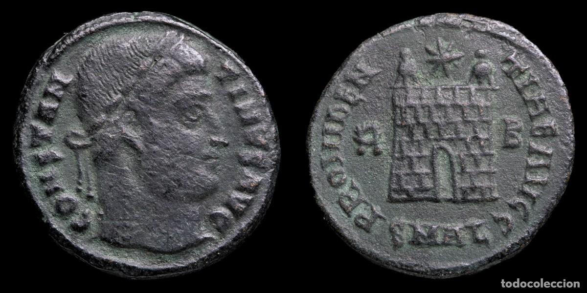 Monedas Imperio romano: Constantine I Follis - PROVIDENTIAE AVGG, Alexandria - 19 mm / 3,21 gr.Obv: CONSTANTINVS AVG Laureat