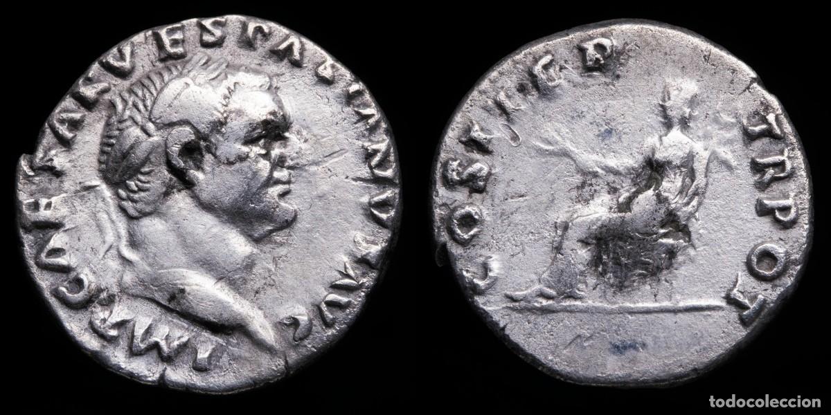 Monedas Imperio romano: Vespasian Denarius - COS ITER TR POT - 17 mm / 3,22 gr.