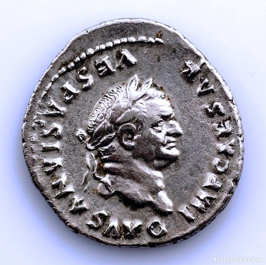Moedas Imp&eacute;rio Romano: SC. Roma-Vespasiano. Denario 75 d.C. Roma. EBC-/XF-. Plata 3,23 g.