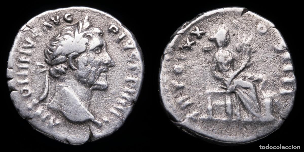 Monedas Imperio romano: Antoninus Pius Denarius - TR POT XX COS IIII - 17 mm / 3,21 gr.