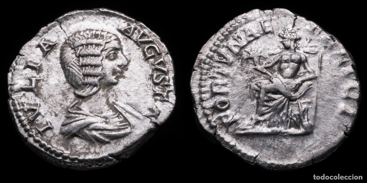 Monedas Imperio romano: Julia Domna Denarius - FORTVNAE FELICI - 18 mm / 2,52 gr.