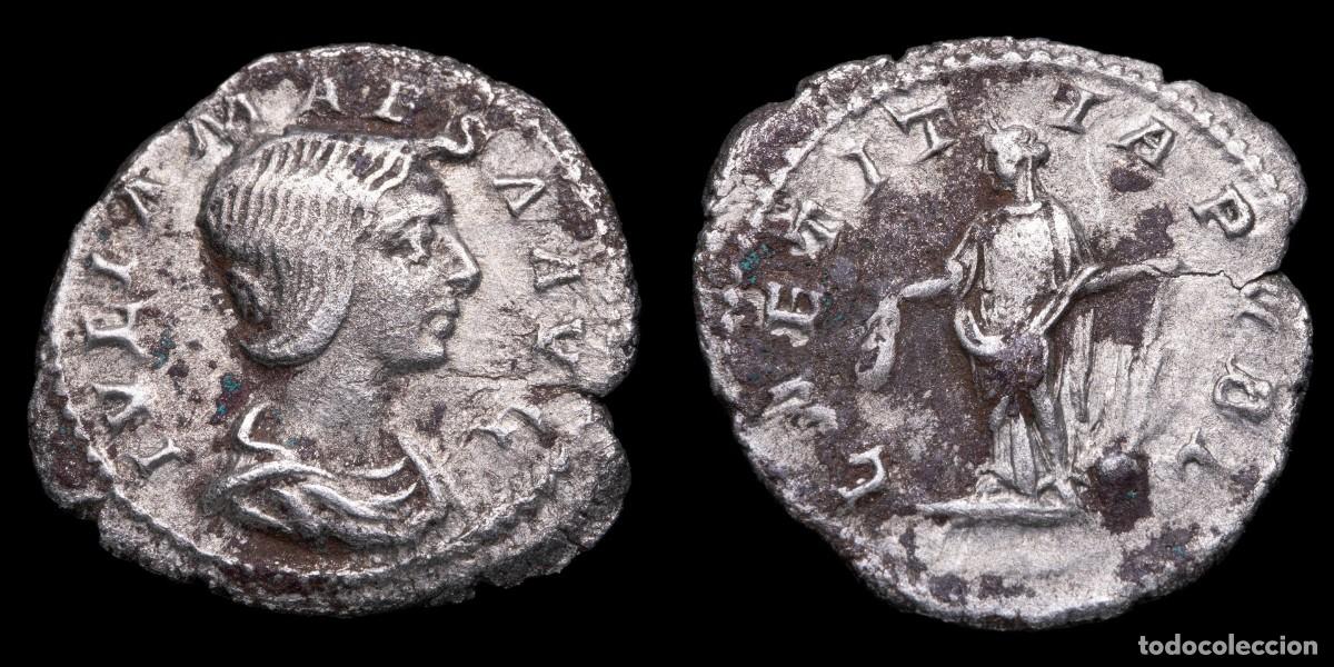 Monedas Imperio romano: Julia Maesa Denarius - LAETITA PVBL - 19 mm / 2,51 gr.