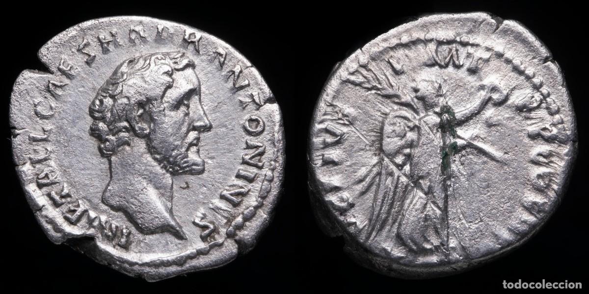 Monedas Imperio romano: Antoninus Pius Denarius - AVG PIVS P M TR P COS II - 18 mm / 3,28 gr.