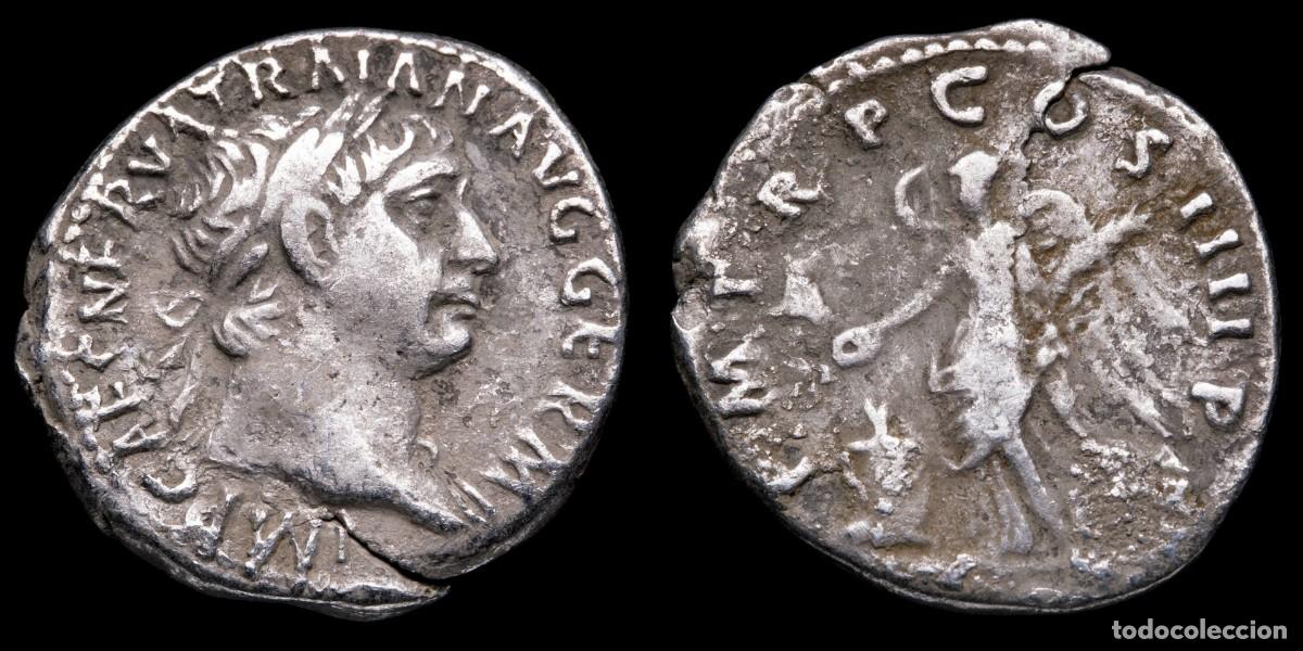 Monedas Imperio romano: Trajan Denarius - P M TR P COS IIII PP - 19 mm / 2,87 gr.