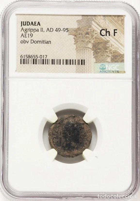 Monedas Imperio romano: RAREZA Herodes Agripa II (49-95 d.C.) Judaea / Imperio Romano AE As - Certificada NGC Ch F / F15
