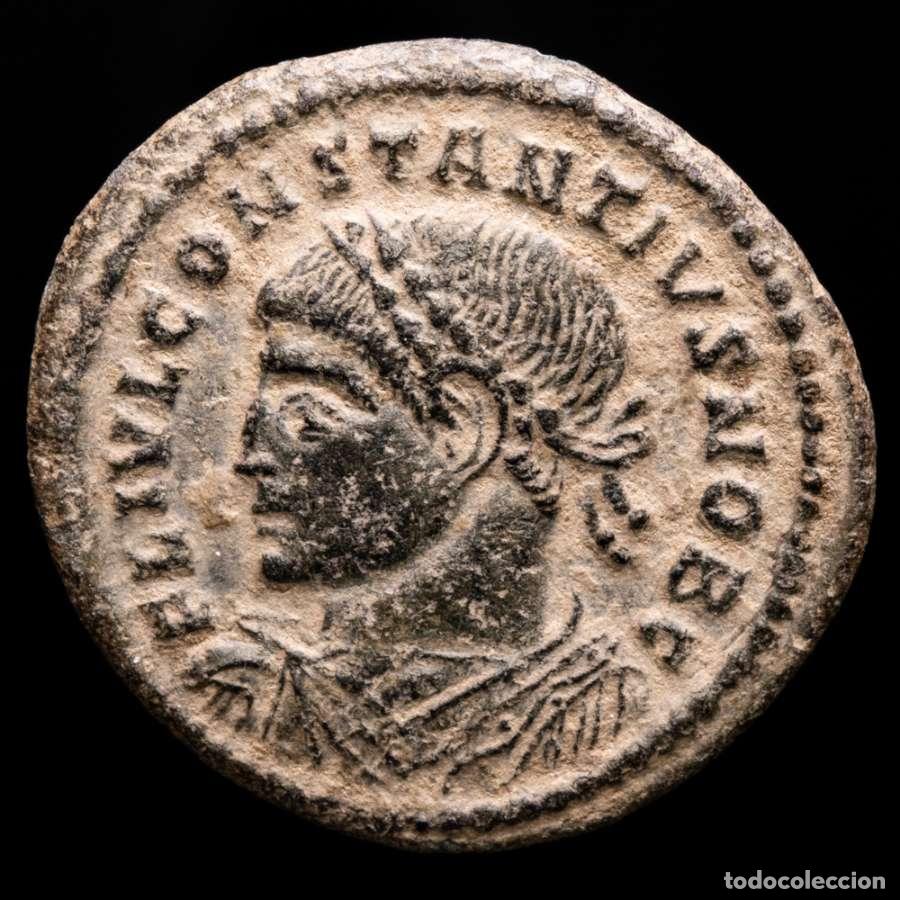 Monedas Imperio romano: Constancio II Follis PROVIDENTIAE CAESS S-F // QCONST (3196)