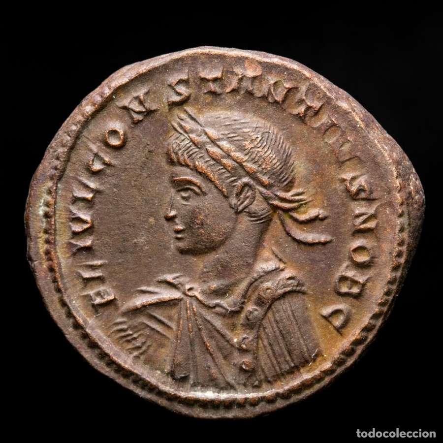 Monedas Imperio romano: Constancio II - Follis de Trier. PROVIDENTIAE CAESS / PTR◡