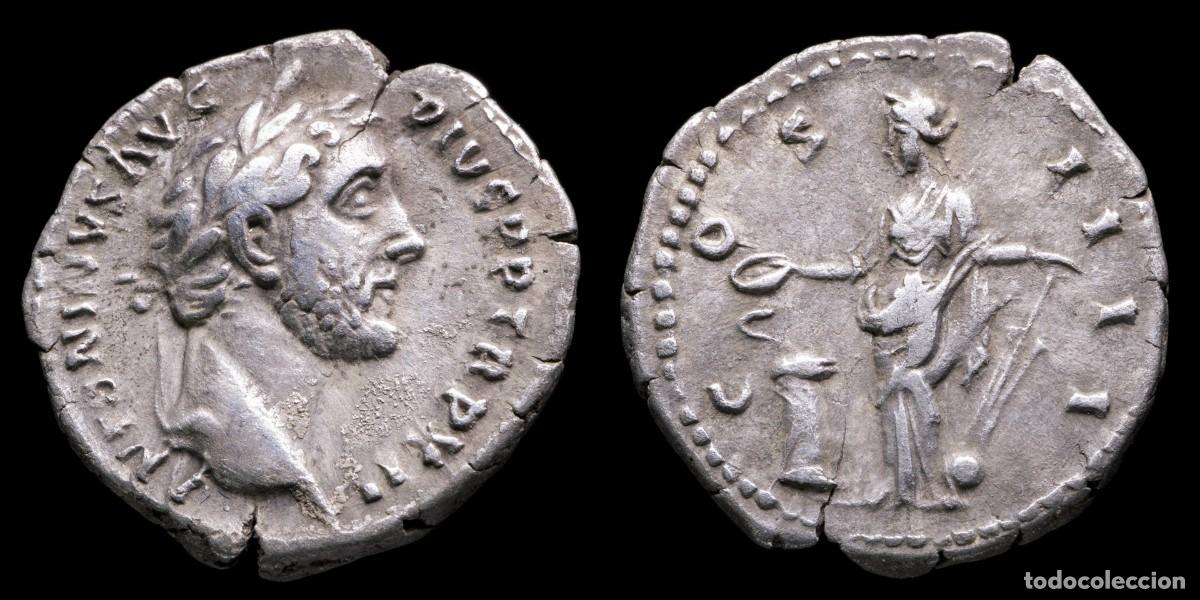 Monedas Imperio romano: Antoninus Pius Denarius - COS IIII - 18 mm / 2,83 gr.