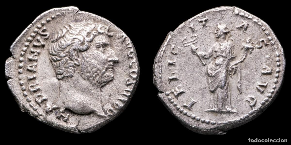 Monedas Imperio romano: Hadrian Denarius - FELICITAS AVG - 18 mm / 3,33 gr.