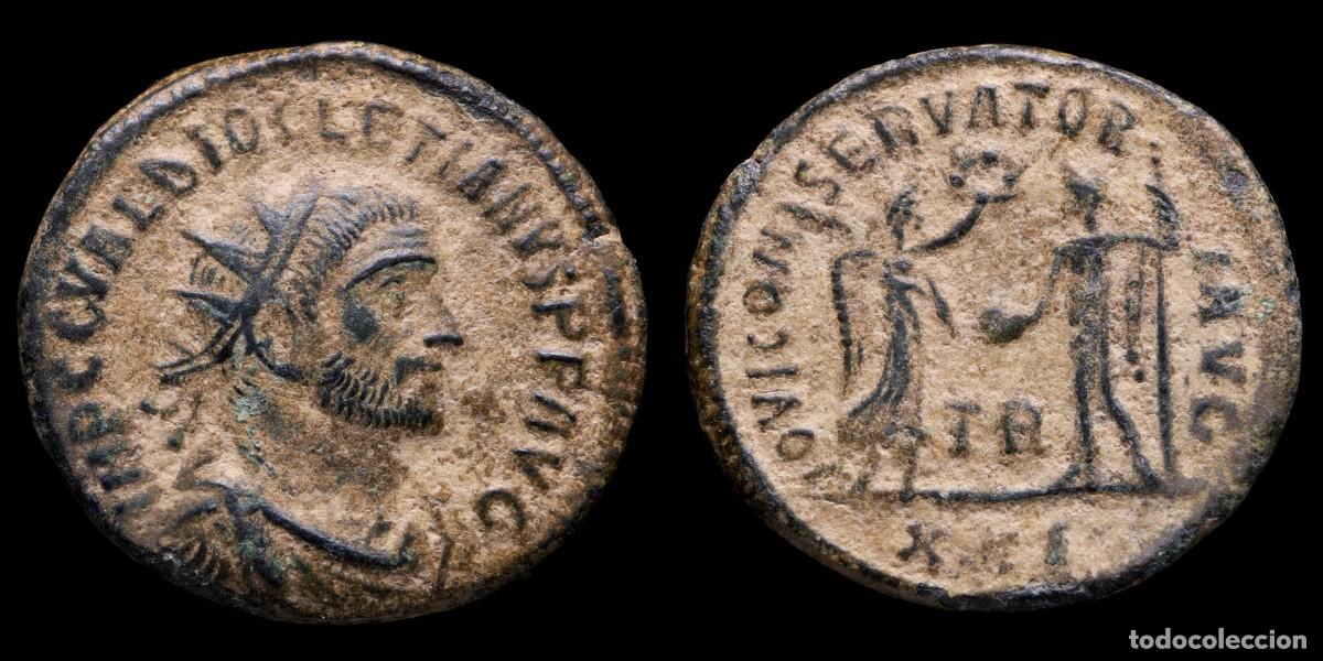 Monedas Imperio romano: Diocletian Antoninianus - IOVI CONSERVATORI AVGG, Tripoli - 21 mm / 4,21 gr.
