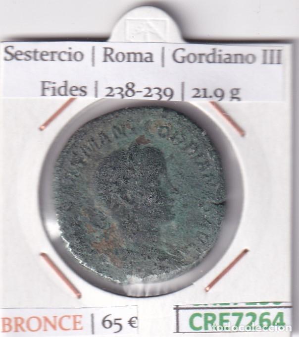 Monedas Imperio romano: CRE7264 MONEDA ROMAMA SESTERCIO ROMA GORDIANO III FIDES 238-239