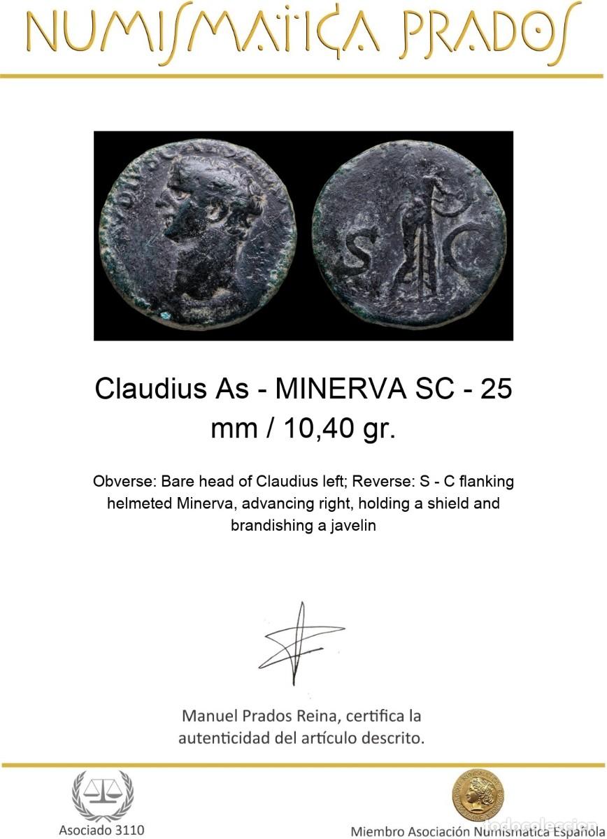 Monedas Imperio romano: Claudius As - MINERVA SC - 25 mm / 10,40 gr. - Foto 2