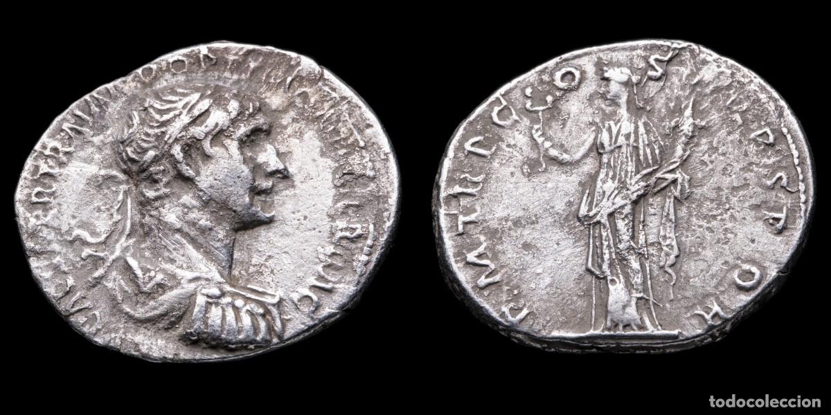 Monedas Imperio romano: Trajan Denarius - P M TR P COS VI PP SPQR - 18 mm / 2,74 gr.