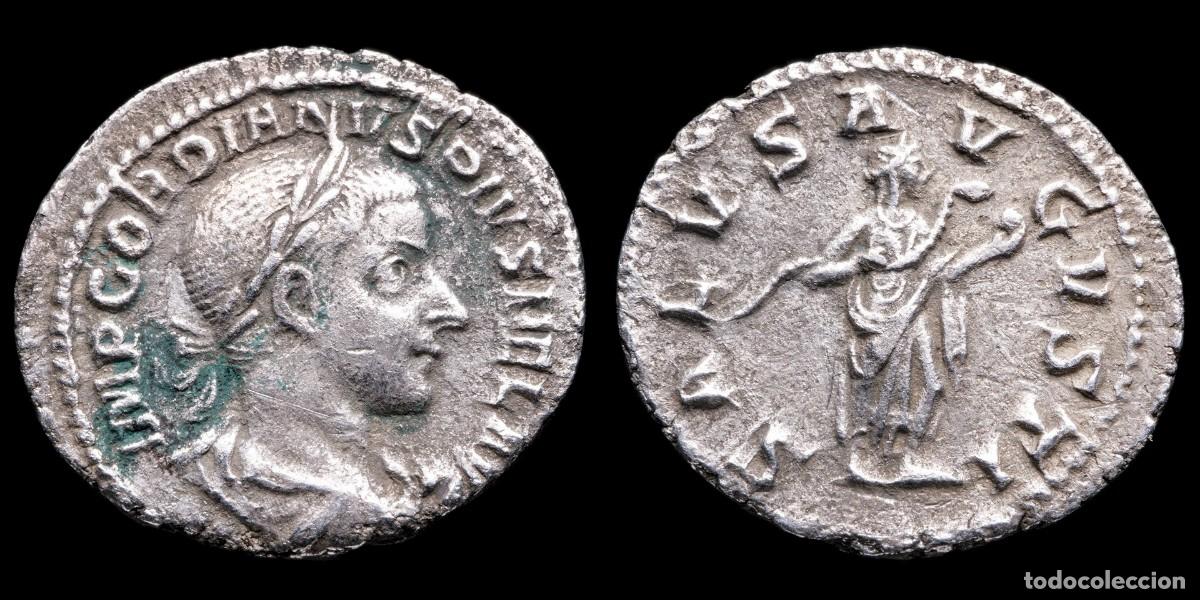 Monedas Imperio romano: Gordian III Denarius - IMP GORDIANVS PIVS FEL AVG - 19 mm / 2,55 gr.