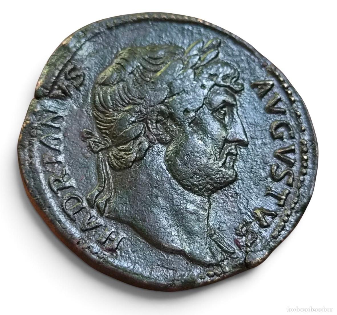 Monedas Imperio romano: Imperio Romano. Adriano. Sestercio. COS III Ae Peso: 25,72 gr. Bonito MBC